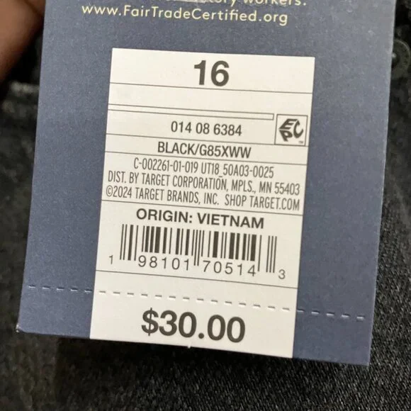 NWT Universal Thread Women's Size 16 Black A-line Midi Denim High Rise Skirt - Picture 7 of 13